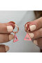 Silver Phosphorescent Pink Triangle Earrings - 6