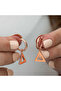 Silver Phosphorescent Orange Triangle Earrings - 3