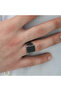 Silver Onyx Stone Crown Patterned Men's Ring - 8