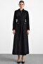 Stone Decorated Soft Touch Overcoat Black 6915