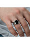 Silver Onyx Stone Knitted Patterned Men's Ring - 3