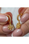 Gold Snowflake Women's Earrings with Silver Dangles - 2