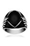 Silver Onyx Stone Embroidered Men's Ring - 2
