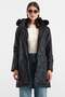 Removable Fur Hooded Zipper Closure Quilted Coat Black 6923 - 5
