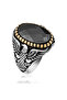 Silver Cut Stone Eagle Figured Men's Ring - 2