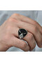 Silver Onyx Stone Embroidered Men's Ring - 8