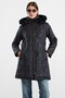 Removable Fur Hooded Zipper Closure Quilted Coat Black 6923 - 2