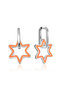 Silver Phosphorescent Orange Star Earrings
