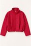 Women's Black Checkered Stand Collar Zippered Short Water Repellent Jacket Red