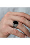 Silver Onyx Stone Knitted Patterned Men's Ring - 6