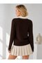 Women's Polo Neck Hair Braided Thin Knitwear Sweater - 2