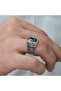 Silver Cut Stone Patterned Men's Ring - 6