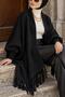 Liva Women's Tasseled Oversize Knitwear Poncho Black - 5