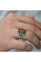 Silver Tiger Eye Stone Knitted Patterned Men's Ring