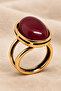 Women's Copper Ring Oval Ruby Natural Stone Adjustable Bohemian Copper Ring