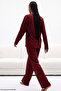 Burgundy Leopard Printed Knitted Pajama Set 8078 - 4