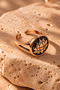 Women's Copper Ring with Lotus Flower Pattern Minimal Adjustable Copper Ring - 2