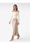 Long Sleeve Boat Neck Striped Off-The-Shoulder Knitwear Sweater - 3