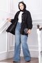 Zippered Adjustable Waist Short Trench Coat Black - 4