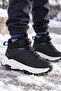 Boy's Black Blue High-Top Sports Shoes Thick-Soled Winter Casual Model - 6