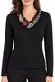Special Design Knitted Blouse with V-Neck, Tassel and Ethnic Embroidery Details