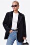 Women's Jonas Lined Black Lux Oversize Blazer Jacket with Pockets - 4