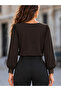 Women's Long Sleeve V Lace Collar Janjan Crepe Blouse - 3