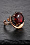 Women's Copper Ring Authentic Red Ruby Natural Stone Adjustable Copper Ring - 3