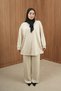 Women's Black Draped Two-Piece Set - Crew Neck Oversize Tunic Pantalon Hijab Set