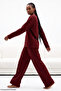 Burgundy Leopard Printed Knitted Pajama Set 8078 - 3