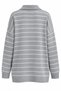 Gray White Striped Polo Collar Sweater - 2Y1510 - 2