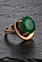 Women's Copper Ring Authentic Green Ruby Natural Stone Adjustable Copper Ring - 3