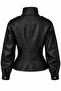 Black Collared Leather Jacket with Belt - 8680 - 2