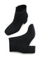 Women's Thick Heeled Boots Black Suede - 5