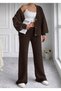 Buttoned Cardigan Pants Knitwear Top and Bottom Set - 3