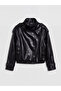 Two Mt Shop Quality Xside Black Stand Collar Women's Leather Look Coat