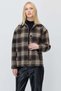 Women's Plaid Buttoned Leather Collared Lumberjack Slim Coat - 3