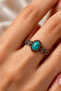 Women's Copper Bracelet Ring Set with Turquoise (Turquoise) Natural Stone Oval Engraved Women's Copper Set - 7
