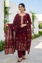Women's Roman Fabric Embroidered Kurta with Pant and Jacquard Dupatta Set - 5