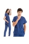 Luxury Lycra Gray Top and Bottom Set Doctor Nurse Uniform Colorful Phone Holder with Gift - 5