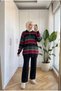 Women's Polo Neck Striped Knitwear Two-Piece Set