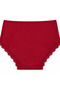 Burgundy High Waist Lace Detailed Cotton Plus Size Women's Panties - 2