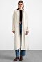 Loose Fit Ribbed Knitwear Long Cardigan Ecru 8298