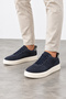 Loki Men's Suede Genuine Leather Stitched Sole Sports Shoes - Navy Blue