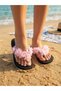 Mia Floral Non-Painful Black Beach Slippers Flip Flops Beach after Party Slippers - 2