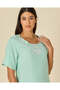 Women Teal Short Sleeves Nightgown - 2