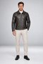 Men's Brown Regular Fit Faux Leather Jacket with Fur Lining - 4
