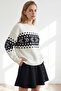 Women's White Diamond Patterned Soft Textured Knitwear Sweater Kzk-19001179 - 3