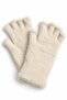 Cream Plush Textured Soft Knitted Flexible Form Half Finger Cut-Out Detailed Knitwear Gloves