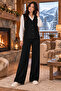 V-Neck Buttoned Vest and Wide-Leg Pants Black Two-Piece Knitwear Set 103
